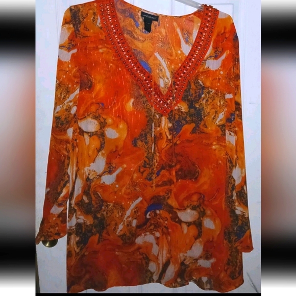 Lane Bryant - Women's Plus Size Orange Lightweight Semi Sheer Blouse. Size 26/28 - Picture 1 of 5